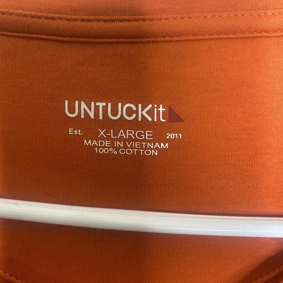 Untuckit Altava Johnny‎ Collar Orange Polo Shirt Mens  XL Cotton Casual - Picture 2 of 13